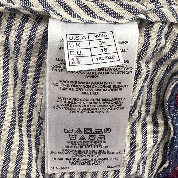 BROOKS BROTHERS / blue red white plaid linen blend shorts / 36 - Picture 5 of 6